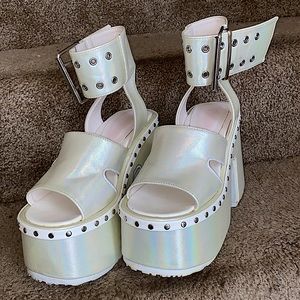 Camel-102 White Hologram | Demonia Womens Platforms